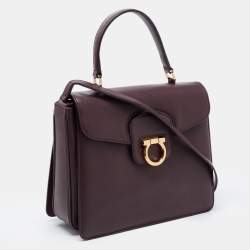 مملوكة مسبقًا Salvatore Ferragamo Burgundy Leather Kelly Top Handle Bag