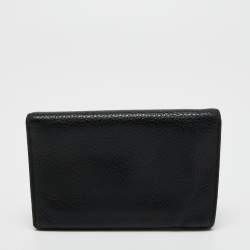 مملوكة مسبقًا Salvatore Ferragamo Black Grained Leather Gancini Trifolfd Wallet