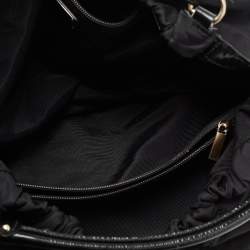 Pre Owned Salvatore Ferragamo Black Nylon and Patent Leather Hobo