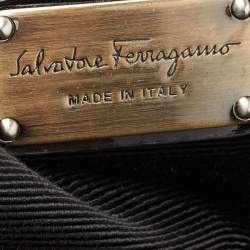 Pre Owned Salvatore Ferragamo Black Nylon and Patent Leather Hobo