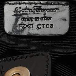 Pre Owned Salvatore Ferragamo Black Nylon and Patent Leather Hobo