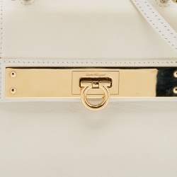 مملوكة مسبقًا Salvatore Ferragamo White Leather Mini Sofia Top Handle Bag