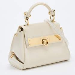 مملوكة مسبقًا Salvatore Ferragamo White Leather Mini Sofia Top Handle Bag