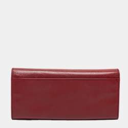 Salvatore Ferragamo Red Leather Double Gancio Continental Wallet
