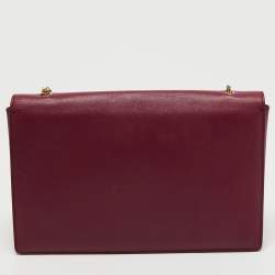 Pre Owned Salvatore Ferragamo Purple Leather Vara Bow Chain Shoulder Bag