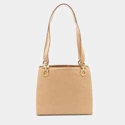Pre Owned Salvatore Ferragamo Beige Leather Tote