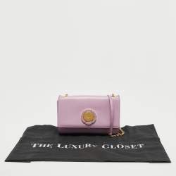 Pre Owned Salvatore Ferragamo Light Pink Leather Floral Flap Chain Shoulder Bag
