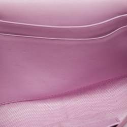 Pre Owned Salvatore Ferragamo Light Pink Leather Floral Flap Chain Shoulder Bag