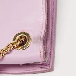 Pre Owned Salvatore Ferragamo Light Pink Leather Floral Flap Chain Shoulder Bag