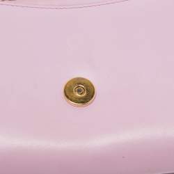 Pre Owned Salvatore Ferragamo Light Pink Leather Floral Flap Chain Shoulder Bag