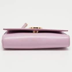 Pre Owned Salvatore Ferragamo Light Pink Leather Floral Flap Chain Shoulder Bag