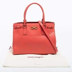 Pre Owned Salvatore Ferragamo Pink Leather Medium Batik Tote