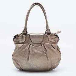 Pre Owned Salvatore Ferragamo Metallic Leather Marisa Hobo