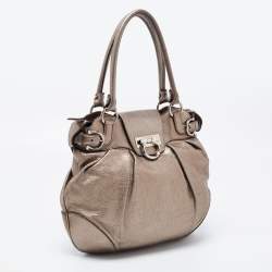 Pre Owned Salvatore Ferragamo Metallic Leather Marisa Hobo