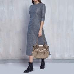Pre Owned Salvatore Ferragamo Metallic Leather Marisa Hobo