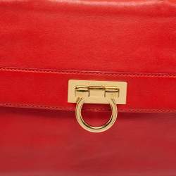 Pre Owned Salvatore Ferragamo Red Leather Sofia Top Handle Bag