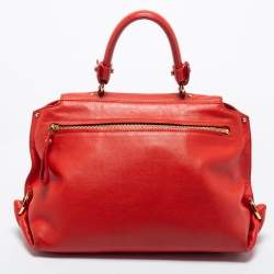 Pre Owned Salvatore Ferragamo Red Leather Sofia Top Handle Bag