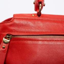 Pre Owned Salvatore Ferragamo Red Leather Sofia Top Handle Bag