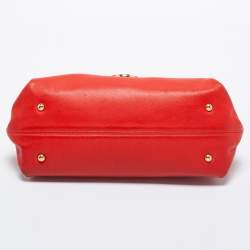Pre Owned Salvatore Ferragamo Red Leather Sofia Top Handle Bag