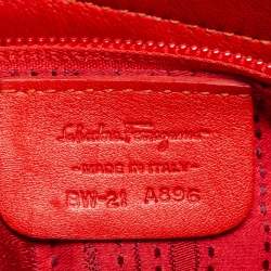 Pre Owned Salvatore Ferragamo Red Leather Sofia Top Handle Bag