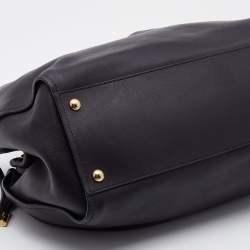 Pre Owned Salvatore Ferragamo Black Leather Sonia Tote