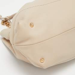 Pre Owned Salvatore Ferragamo Beige Leather Gancini Chain Tote