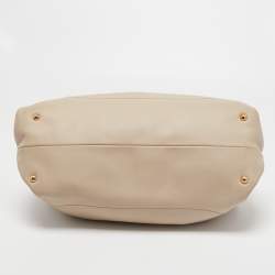 Pre Owned Salvatore Ferragamo Beige Leather Gancini Chain Tote