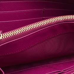 Salvatore Ferragamo Pink Saffiano Leather Vara Bow Zip Continental Wallet