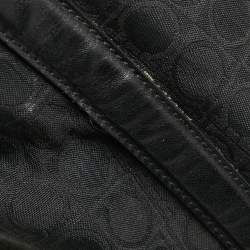 Pre Owned Salvatore Ferragamo Black Gancini Canvas and Leather Shoulder Bag