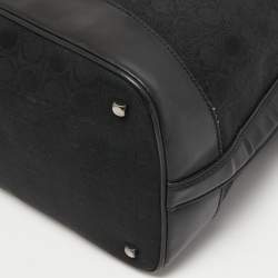 Pre Owned Salvatore Ferragamo Black Gancini Canvas and Leather Shoulder Bag