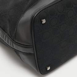 Pre Owned Salvatore Ferragamo Black Gancini Canvas and Leather Shoulder Bag