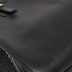 Pre Owned Salvatore Ferragamo Black Leather and Python Whitney Tote 