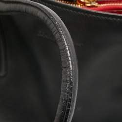 Pre Owned Salvatore Ferragamo Black Leather and Python Whitney Tote 