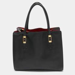 Pre Owned Salvatore Ferragamo Black Leather and Python Whitney Tote 