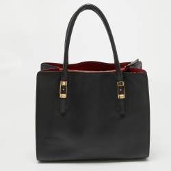 Pre Owned Salvatore Ferragamo Black Leather and Python Whitney Tote 