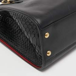 Pre Owned Salvatore Ferragamo Black Leather and Python Whitney Tote 