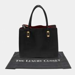 Pre Owned Salvatore Ferragamo Black Leather and Python Whitney Tote 