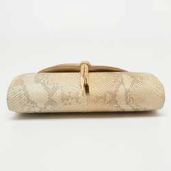 Salvatore Ferragamo Grey/Off White Python Gancini Flap Shoulder Bag