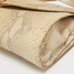 Salvatore Ferragamo Grey/Off White Python Gancini Flap Shoulder Bag