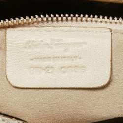 Salvatore Ferragamo Grey/Off White Python Gancini Flap Shoulder Bag