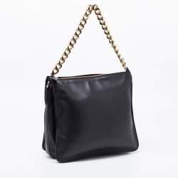 Pre Owned Salvatore Ferragamo Black Leather Chain Shoulder Bag