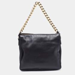 Pre Owned Salvatore Ferragamo Black Leather Chain Shoulder Bag