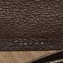 Salvatore Ferragamo Dark Brown Leather Zip Around Compact Wallet