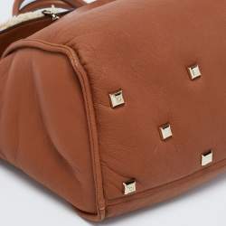 Salvatore Ferragamo Brown Leather and Shearling The Studio Top Handle Bag