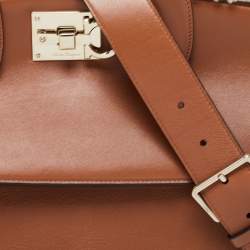 Salvatore Ferragamo Brown Leather and Shearling The Studio Top Handle Bag