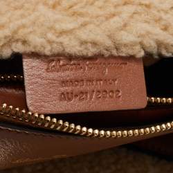 Salvatore Ferragamo Brown Leather and Shearling The Studio Top Handle Bag