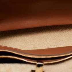 Salvatore Ferragamo Brown Leather and Shearling The Studio Top Handle Bag