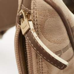 Pre Owned Salvatore Ferragamo Beige/Brown Gancini Print Canvas and Leather Hobo