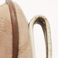 Pre Owned Salvatore Ferragamo Beige/Brown Gancini Print Canvas and Leather Hobo