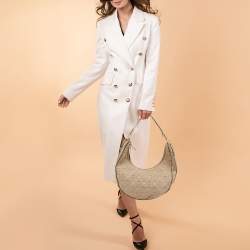 Pre Owned Salvatore Ferragamo Beige/Brown Gancini Print Canvas and Leather Hobo